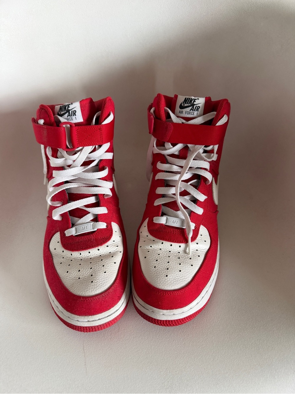 Nike Air High-Top Sneakers in Red and White